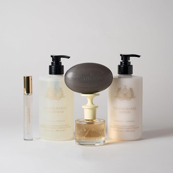 Caswell-Massey Sandalwood Natural Bar Soap for Men & Women, Moisturizing Body Soap Bar for All Skin Types, Made with Essential Oils & Plant-Based Formula for Soft Skin, Made in USA, 5.8 oz