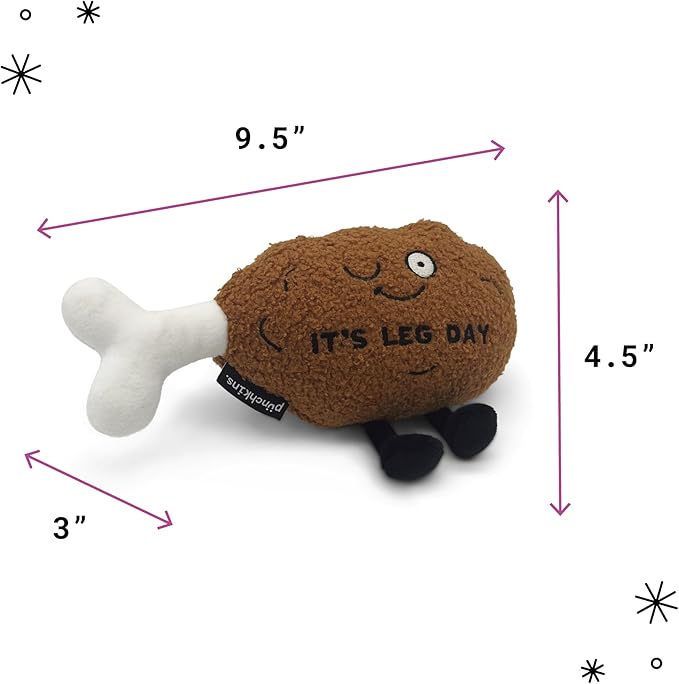 Punchkins Chicken Leg Plushie - 'It's Leg Day' Funny Plush, Gift for Humor Lovers, Cute Plush Toy for Gifting