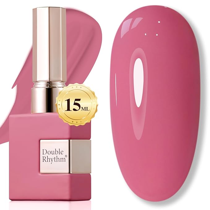 Double Rhythm 15ML Gel Polish Pure Sheer Same Color Same Bottle Soak Off Gel Polish Art Manicure Salon DIY at Home for Women (Rose Pink-A1473)