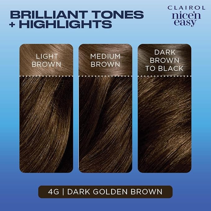 Clairol Nice'n Easy Permanent Hair Dye, 4G Dark Golden Brown Hair Color, Pack of 1