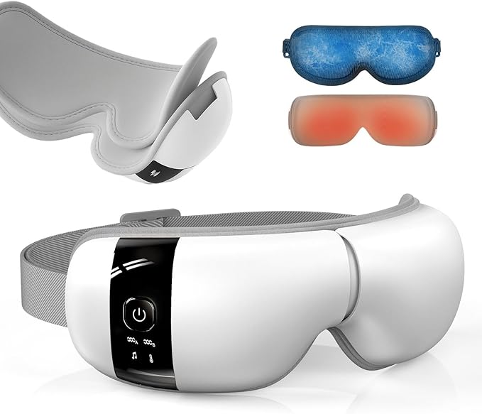 HubiCare Ultra Quiet with Double Pad Eye Massager, under 30dB Heat & Cooling for Enhanced Comfort, Airbag and Bluetooth Music for Dark Circles, Dryness, Relieve Strain and Migraine Relief Relaxation