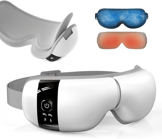 HubiCare Ultra Quiet with Double Pad Eye Massager, under 30dB Heat & Cooling for Enhanced Comfort, Airbag and Bluetooth Music for Dark Circles, Dryness, Relieve Strain and Migraine Relief Relaxation