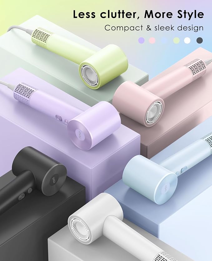 Hair Dryer, Negative Ionic Hair Blow Dryer, High-Speed Blow Dryer with 110, 000 RPM Brushless Motor, Fast Drying Lightweight Travel Hairdryer, Low Noise Home Hair Dryers with Smooth Nozzle