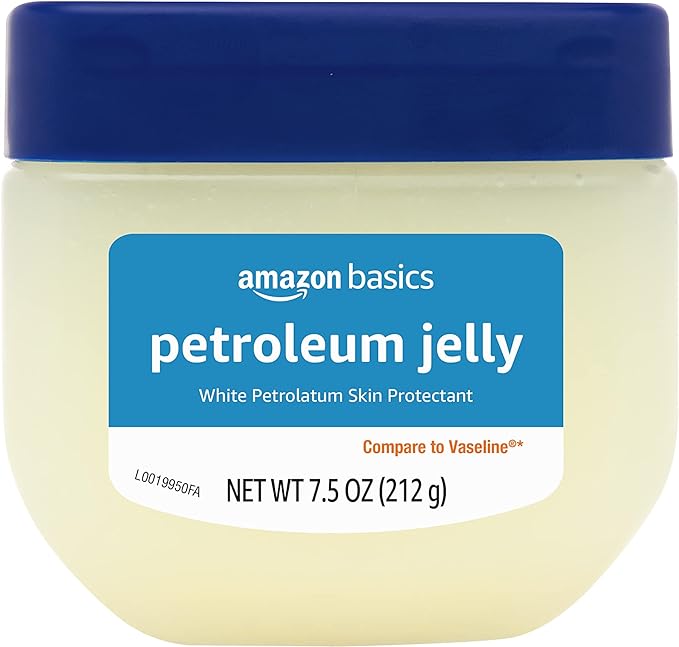Amazon Basics Petroleum Jelly White Petrolatum Skin Protectant, Unscented, 7.5 oz, 4-Pack, (Previously Solimo)