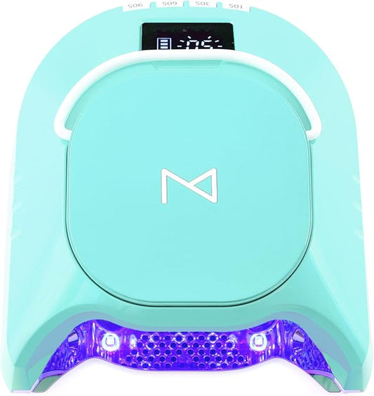 M - GlowPro Professional Hybrid 86W Wireless Rechargeable UV LED Nail Curing Lamp Cordless Nail Dryer for Gel Nails, Manicure, Pedicure (Teal)