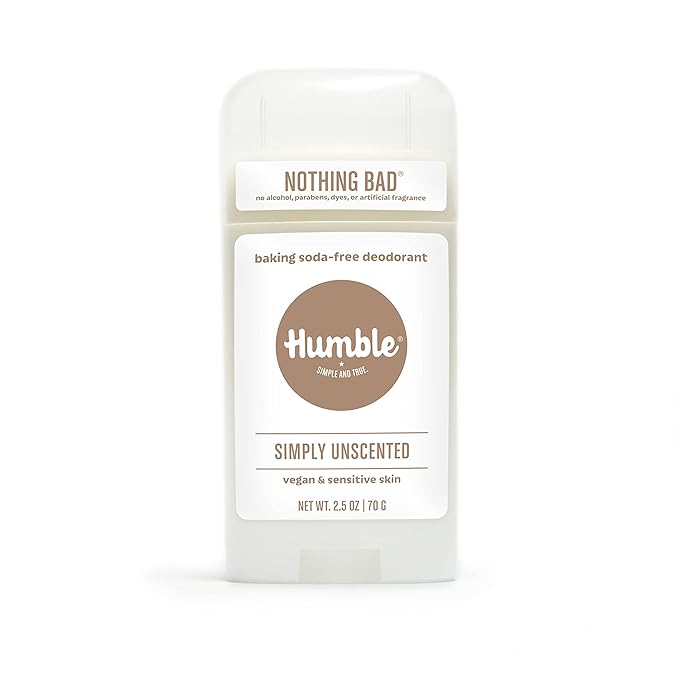 HUMBLE BRANDS Aluminum-Free Deodorant, Vegan and Cruelty- free, Formulated for Sensitive Skin, Simply Unscented, 2.5 Ounce (Pack of 1)