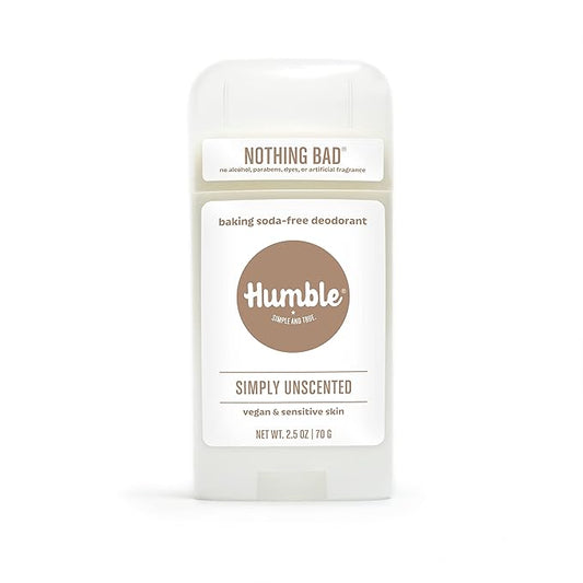 HUMBLE BRANDS Aluminum-Free Deodorant, Vegan and Cruelty- free, Formulated for Sensitive Skin, Simply Unscented, 2.5 Ounce (Pack of 1)