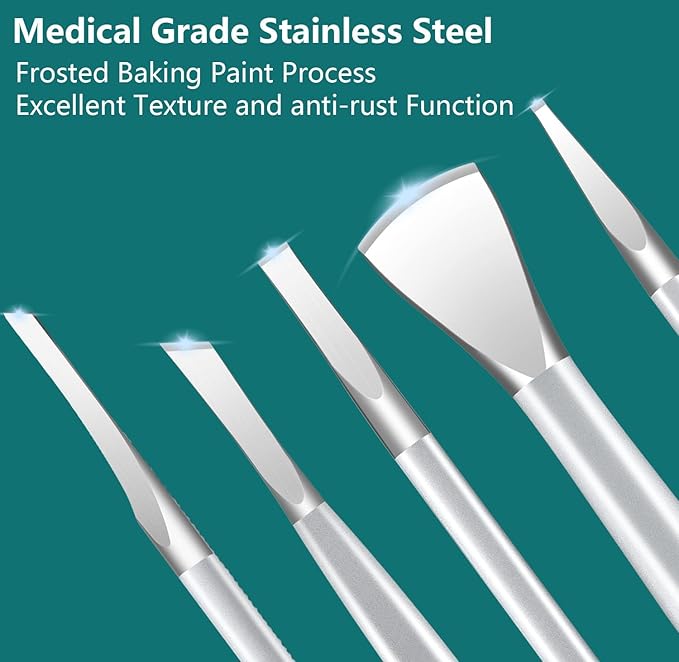 Manicure Set,Professional Pedicure Knife Set,Dead Skin Corn Foot Callus Remover Kit,Foot Care Tools for Travel or Home,Stainless Steel Foot File Rasp,Calluses Pusher (5 Pack)