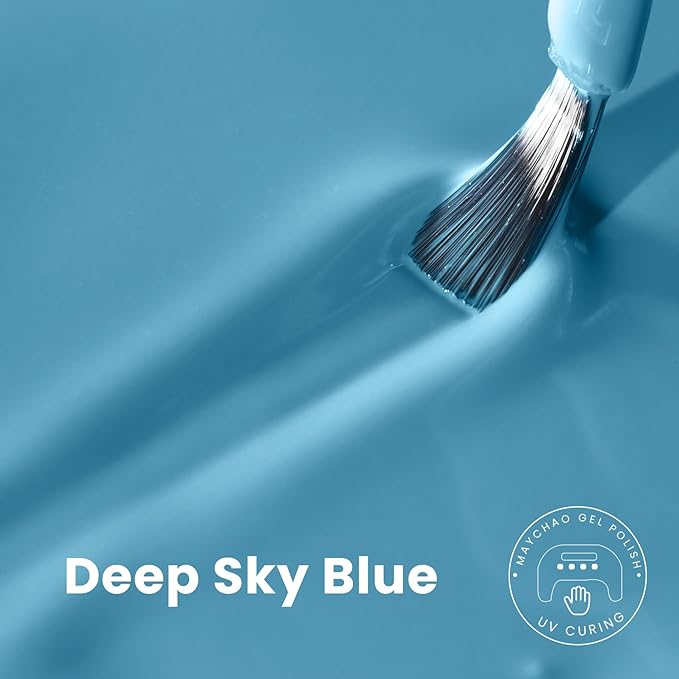 MAYCHAO 15ML Gel Nail Polish 1Pc Deep Sky Blue Gel Polish Soak Off UV LED Nail Polish Nail Art Starter Manicure Salon DIY at Home, 0.5 OZ