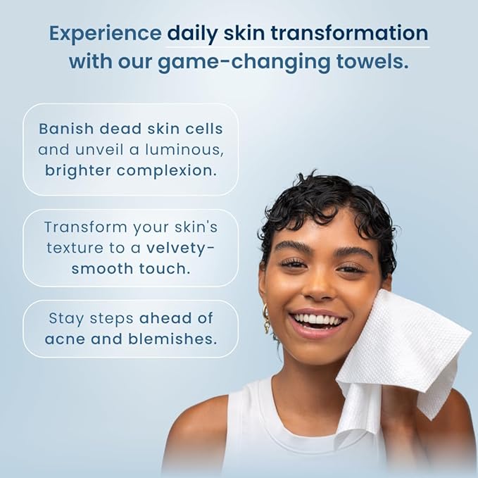 Clean Skin Club Clean Towels XL® Supreme, 100% USDA Biobased Face Towel, Disposable Face Towelette, Eczema Association Accepted, Thicker Textured Makeup Remover Dry Wipes, 1 Pack, 50 Ct