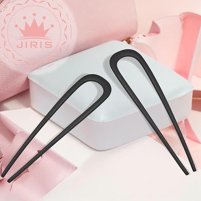 2PCS 5.5Inch French Hair Pins Large U-Shaped Pins for Women and Girls Fashion Metal Hair Pin French Twist Hair Pins for Buns, Updos,Stylish and Functional(set3-black)