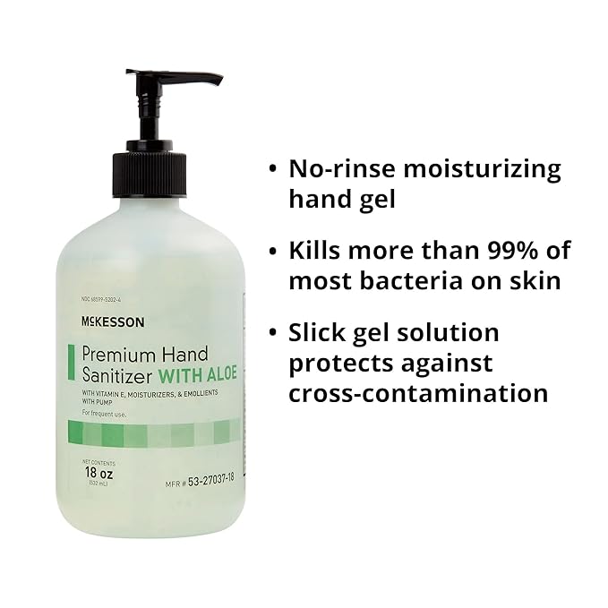 McKesson Hand Sanitizer with Aloe, 18 oz Pump Bottle [Pack of 2] – 70% Ethyl Alcohol, Spring Water Scent, No-Rinse Gel with Vitamin E and Moisturizers, Medical-Grade Sanitizer