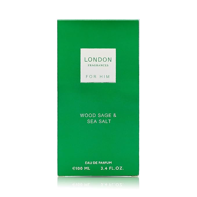 London Fragrances - Wood Sage and Sea Salt - Bergamot, Musk, Sandalwood Cologne for Men - Long Lasting Perfume for Men - 3.4 oz