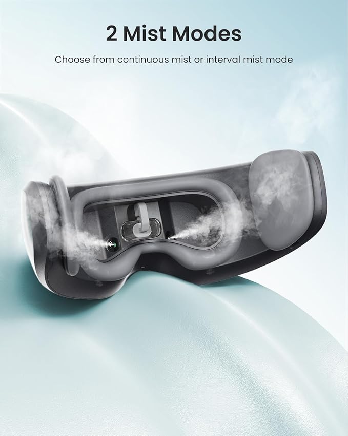 RENPHO Eyeris Caligo Eye Massager with Mist & Temple Massage, Christmas Birthday Gifts for Women Men Mom Dad Her,FSA Eligible HSA Temple Massager for Migraines,Head Circumferences 21.7in to 27.5in