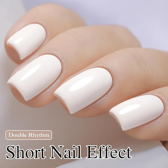 Double Rhythm 15ML Gel Polish Pure Sheer Same Color Same Bottle Soak Off Gel Polish Art Manicure Salon DIY at Home for Women (Warm White-A1477)