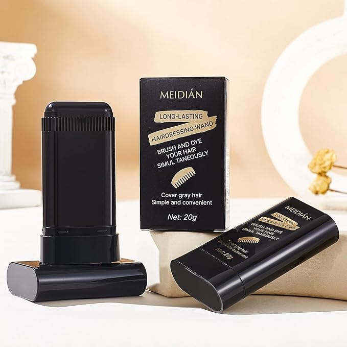 2-in-1 Hair Color Stick & Comb, Long-Lasting Waterproof Color,Sweat-Proof, Quick Root Touch-Up, Coloring Tool – For Women & Men (Black-2PCS)