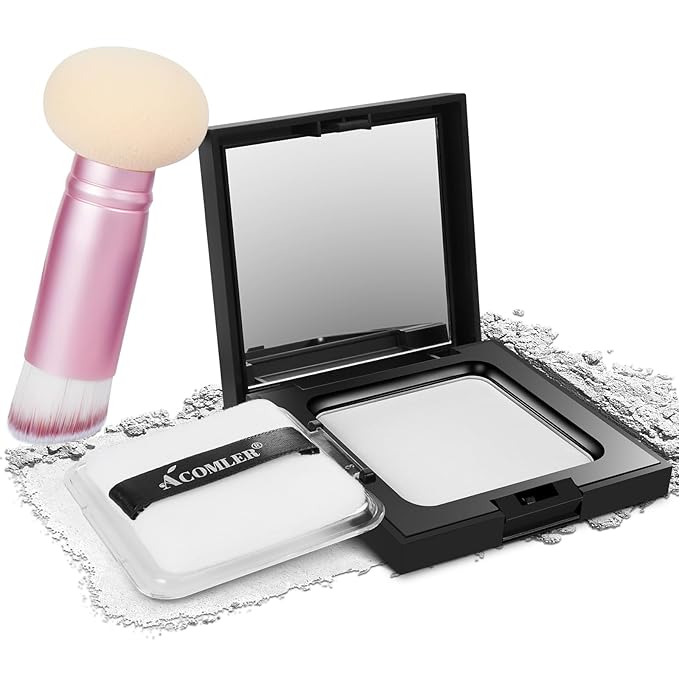 Acomler Root Touch Up Hair Color, Talc-Free Hairline Powder for Thinning, Root Touch Up Instantly Gray Hair Cover Up, Hair Powder for Women Men, Includes Makeup Brush (White, 0.42oz)