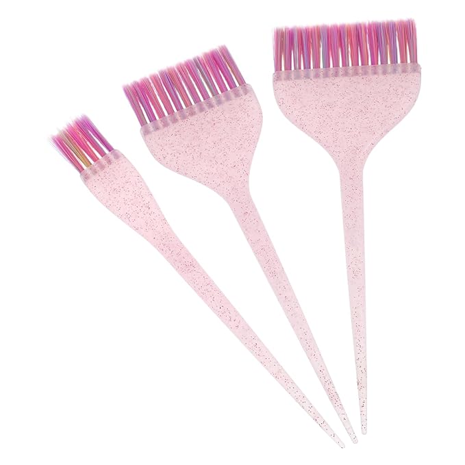 minkissy 3pcs Hair Dye Brush Set with Long Tail Glitter Handles Hair Dye Brush for Salon Barber Home Hair Dyeing Coloring Brush Hair Highlighting Kit