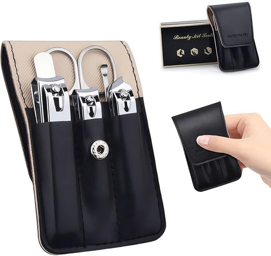 Nail Clipper Set, 6 Pcs Toenail Clippers, Stainless Steel Fingernail Clipper, and PU Leather Manicure Set, Purse Essentials Travel Nail Kit Gift Ideas