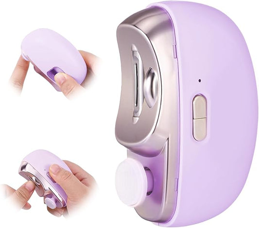 3 in 1 Electric Nail Clipper for Seniors, Baby Nail Trimmer Electric Automatic Trimmer, Safe Electric Toenail Clippers Nail File Tools for Adult, Manicure Kit Grinder with Polishing(Purple)