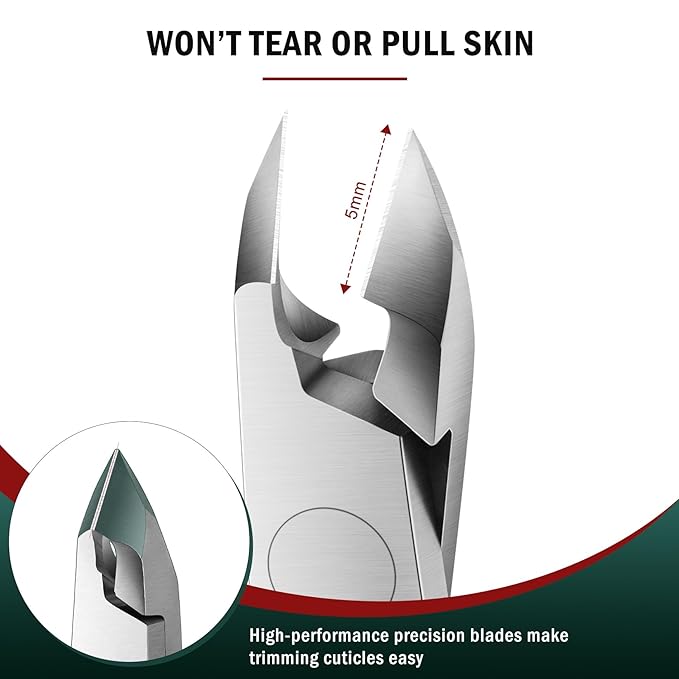 FVION Precision Cuticle Clippers – Professional Cuticle Trimmer and Dead Skin Remover, Sharp Stainless Steel Nail Tool for Manicure and Pedicure - 5mm