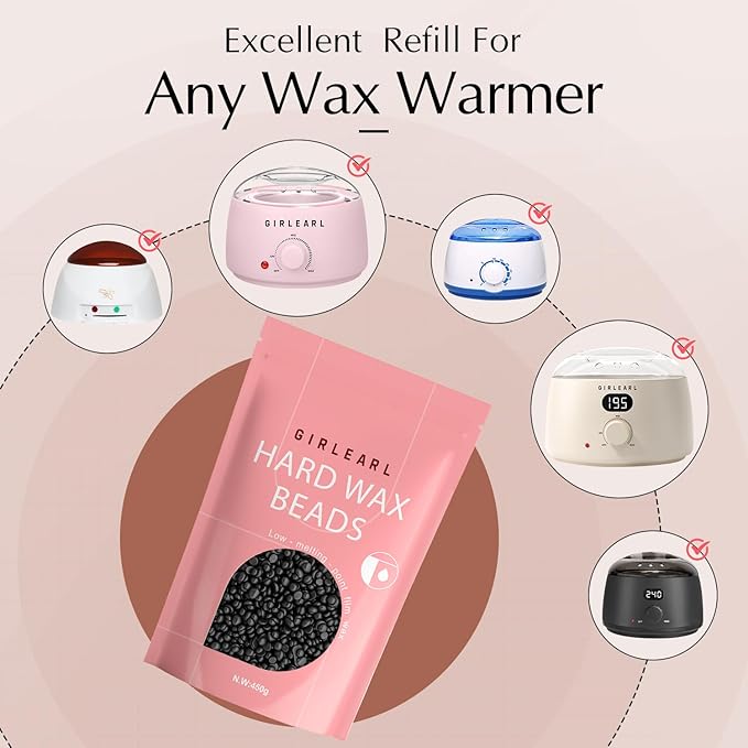 Hard Wax Beads, 1lb Wax Beans for Hair Removal, Hard Wax for Sensitive Skin at Home, Wax Refill Perfect for Legs, Facial, Brazilian Bikini, Eyebrow and Full Body for Women and Men (Black)