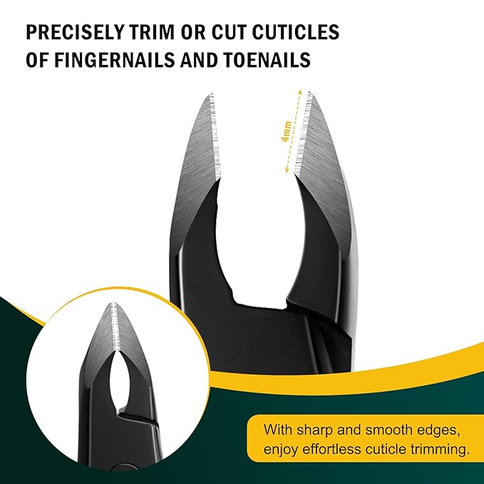 FVION 4mm Jaw Professional Cuticle Nippers, Salon-Quality Trimmers for Precision Nail Care, Premium Stainless Steel Clipper Remover Tool - Black