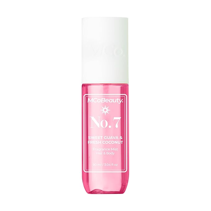 MCoBeauty - Fragrance Mist No. 7 - Light Body Mist and Hair Perfume with Sweet Guava & Fresh Coconut, Fruit Scent with Tropical Notes - Vegan, Cruelty Free - Gifts for Women, Feminine Spray - 90ml