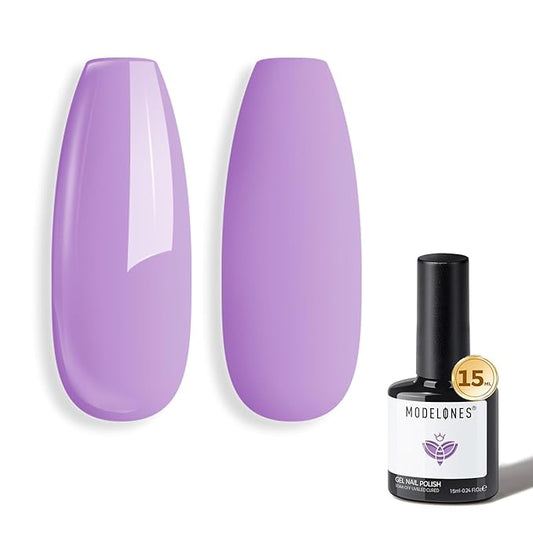 modelones Pastel Gel Nail Polish, 15 ML Purple Gel Polish Lavender Periwinkle Nail Polish Soak Off U v LED Pale Macaron Colors Summer Nail Art DIY Manicure at Home Gift for Women