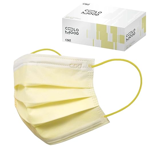 CSD Colo 30 Pcs Yellow Disposable Face Masks, 3 Ply Adult Mask with Elastic Ear Loop, Nose Bridge Clip, Breathable Comfortable Mask Great for Indoor, Outdoors Use (Calla Yellow)