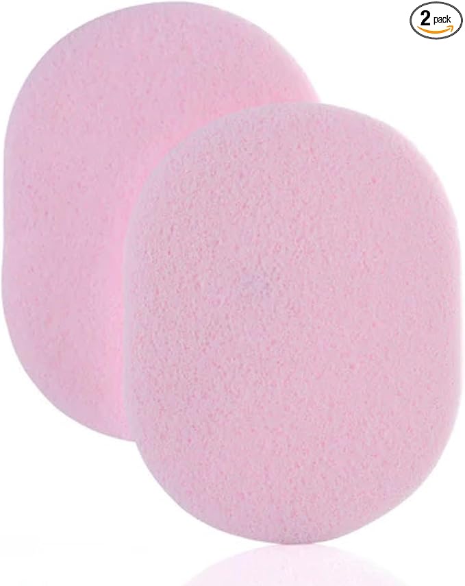 Facial Sponges for Sensitive Skin – Hypoallergenic Reusable Face Sponges for Gentle Cleansing & Light Exfoliation – Latex-Free, Non-Irritating Skincare Tools, 2-Pack