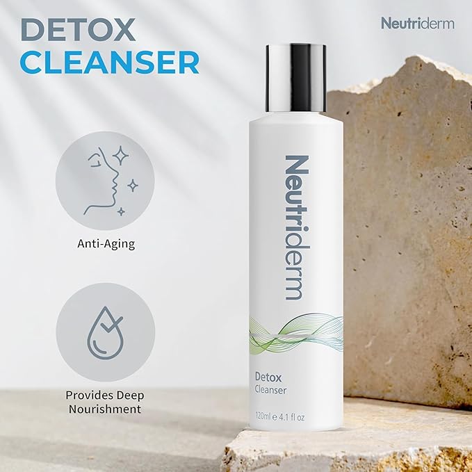 NEUTRIDERM Detox Cleanser – Gentle Glycolic Face Wash and Exfoliating Gel Cleanser for Clear, Brighter-Looking Skin – Ideal for Oily or Combination Skin – 120 mL / 4.1 fl oz