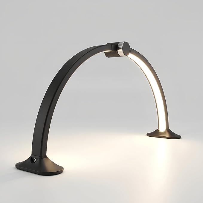 Neatfi Half Moon Light for Nail Desk Lamp, Table Lamp, Multiple Light Modes Desk Lighting for Estheticians, Beauty Eyelash Makeup Tattoo Crafts, Reading, Spa Salon, Nail Tech (with LCD, Black)