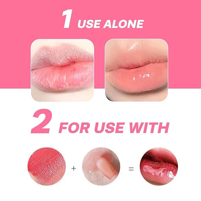 Lip Oil 2 Piece Set Moisturizing Lip Glow and Plumping Lip Oil with Cherry Oil Long-Lasting Lip Care Lip Glow Oil Color Reviver Moisturizing Non-Sticky Lip Oils Tinted Large Brush Head Shiny Tinted