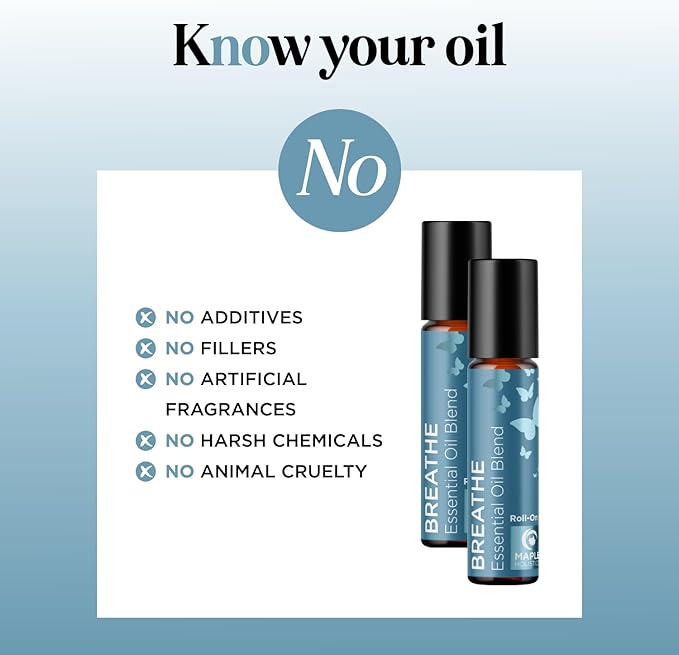 Breathe Essential Oil Roll On - Aromatherapy Essential Oil Roller with Invigorating Essential Oils - Refreshing Essential Oil Blend with Eucalyptus Peppermint Spearmint & Tea Tree Oils (2 Pack)