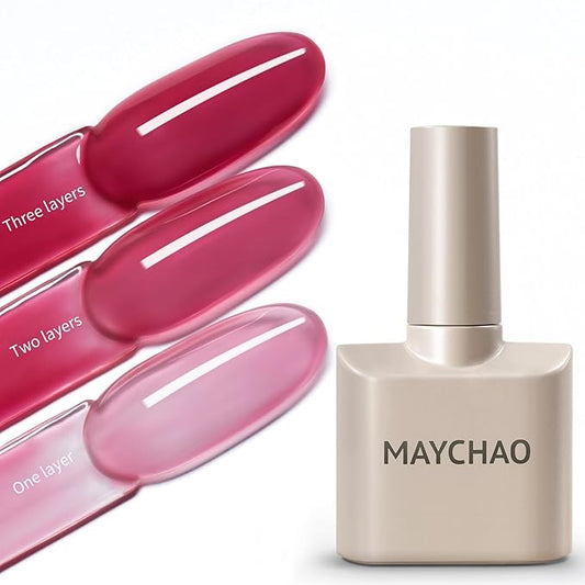 MAYCHAO 15ML Jelly Plum Gel Nail Polish 1Pc Crystal Plum Gel Polish Soak off Translucent Plum Nail Polish Nail Art Manicure Salon DIY at Home, 0.5 OZ