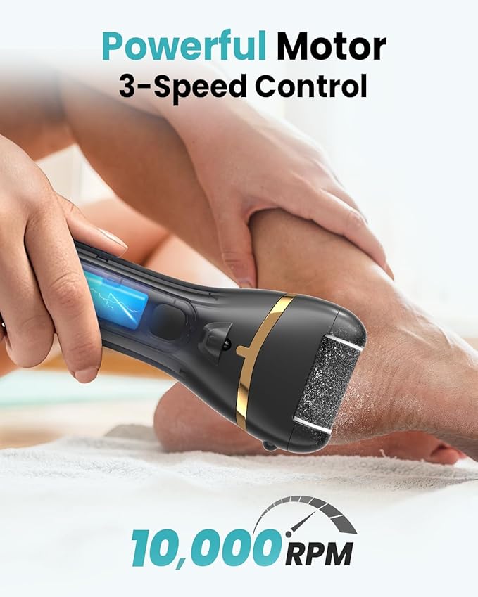 Electric Foot Callus Remover with 10000 RPM Motor and 3-Speed Settings, Foot Scraper Kit for Women’s Home Pedicure Foot File with Type-C Charging