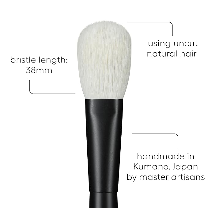 rephr brush 05 - Natural Goat Hair Makeup Brush for Blush, Powder, Highlighter & Bronzer, (38mm Bristles) Handmade in Kumano, Japan
