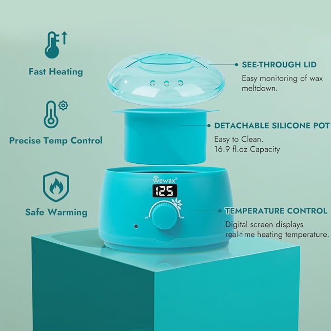 Digital Waxing Kit for Women & Men - 8 Packs Lavender & Milk Hard Wax Beans with Fast-Melting Silicone and Pre/Post Care Wipes - A