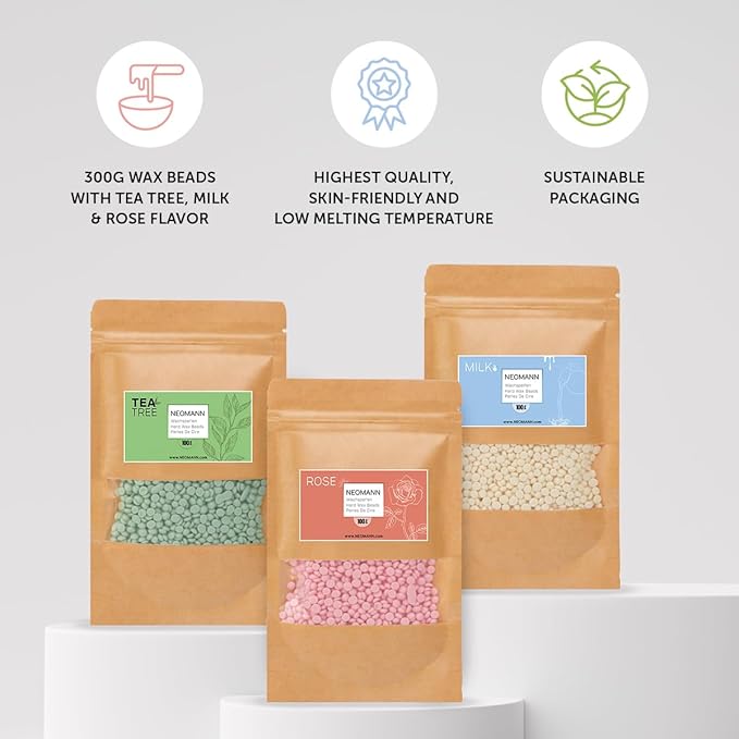 Waxer II Waxing Kit for Women and Men Non-Sticky, Teflon-Coated - Wax Warmer for Hair Removal incl. 300g Wax Beads, 20 Spatulas