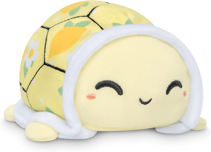 TeeTurtle - The Original Reversible Turtle Plushie - Cute Sensory Fidget Stuffed Animals That Show Your Mood- Lemons + Flowers