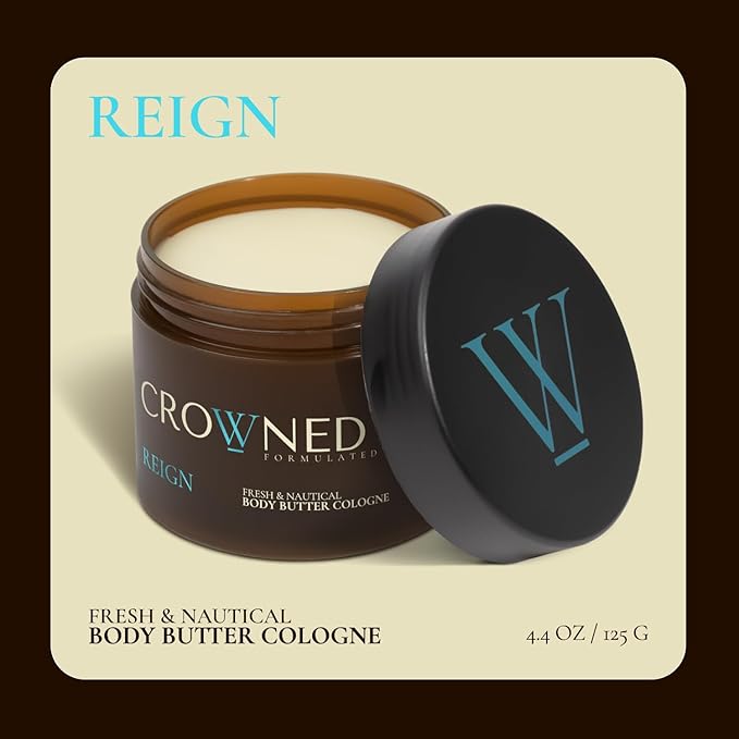 Crowned Skin King and Reign Body Butter Cologne Bundle | New Moisturizing Formula | Skin Care Set with Sandalwood, Leather, Fresh, & Nautical Scents | Natural Shea & Mango Butters | All-Day Fragrance