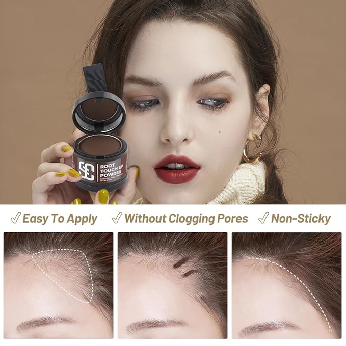 SOVONCARE Hairline Powder - Root Touch Up & Gray Hair Concealer for Men and Women, Instantly Covers Thinning Hair and Bald Spots, Natural-Looking Coverage Hazel Brown 0.35 oz