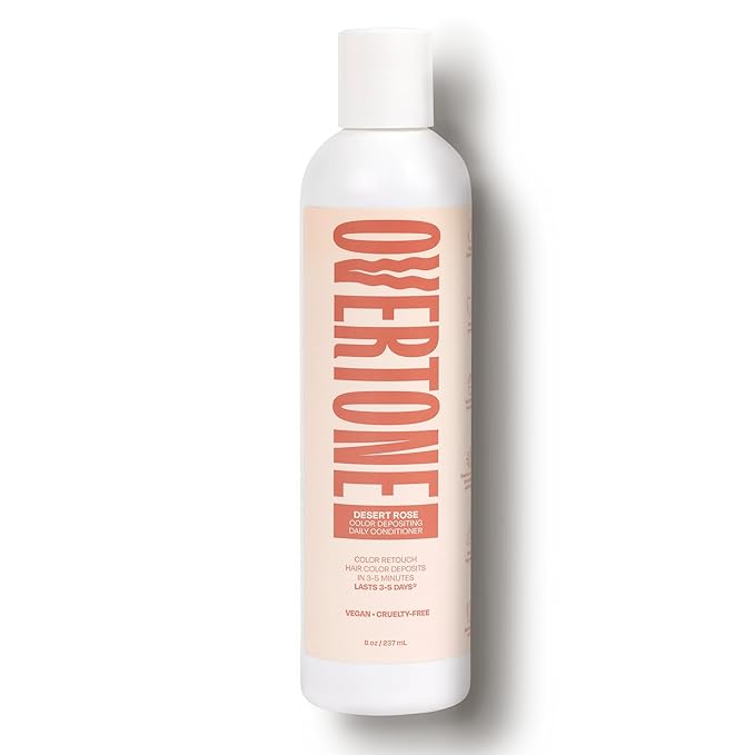 Overtone Daily Color Depositing Conditioner, Desert Rose, 8 oz, Hydrating, Damage-Free Temporary Hair Color for All Hair Types with Shea Butter & Coconut Oil, Vegan & Cruelty-Free