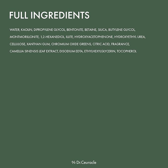 leegeehaam Dr.Ceuracle Jeju Matcha Clay Pack - Wash-Off Type Clay Facial Mask Pack for Cleansing Pore and Detoxifying Dull Skin, Korean Skincare for Stocking Stuffers (115g / 4.05 oz)