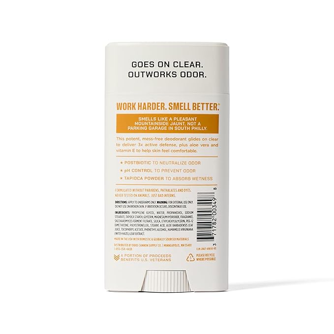 Duke Cannon Aluminum-Free Deodorant for Men - Air Defense, 3 oz – Long-Lasting, Clear Glide, Skin-Soothing Formula, Alpine + Cedarwood (Sawtooth)