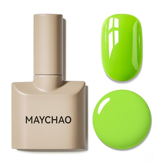 MAYCHAO 15ML Lime Green Gel Nail Polish 1Pc Grass Green Gel Polish Soak Off UV LED Nail Polish Nail Art Starter Manicure Salon DIY at Home, 0.5 OZ
