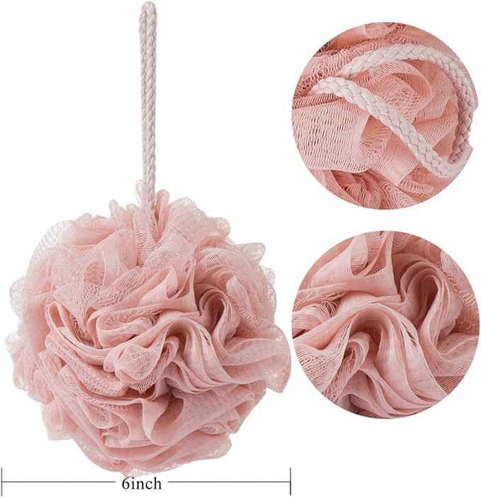 Bath Sponges, Shower Loofah for Body Exfoliation(3 pcs, Brown&Gray&Pink)