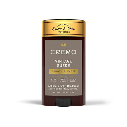 Cremo Vintage Suede Antiperspirant & Deodorant for Men, 48-hour Sweat and Odor Protection, 2.65oz