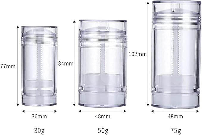 10 Pcs 30ml Empty Deodorant Containers Twist-up Filling Stick Clear Plastic Deodorant Container 1 Oz Refillable Deodorant Bottles Bottom-fill Round Lip Balm Tubes for DIY Lipstick Crayon Chapstick